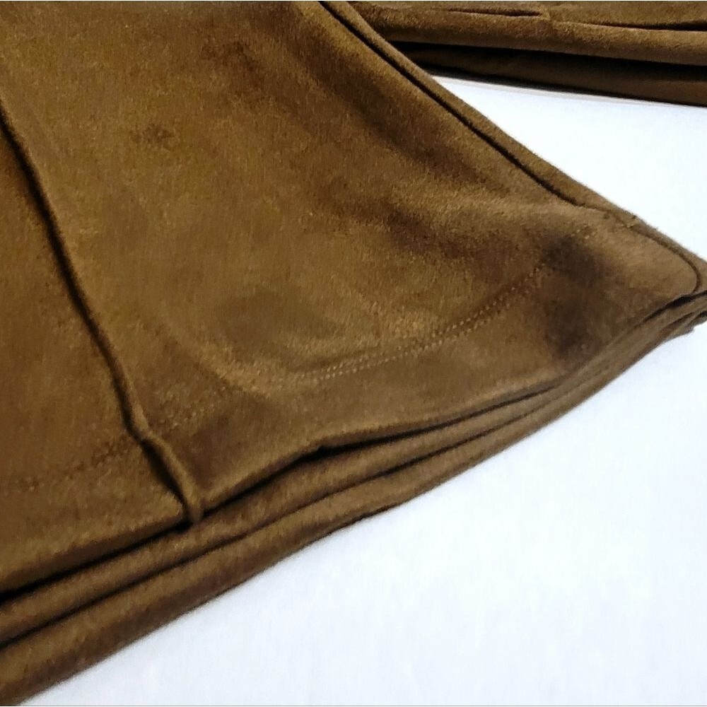 Matty M Women's XXL High Rise Bootcut Faux Suede Stretch Pants Spice Brown NWT - Picture 7 of 13